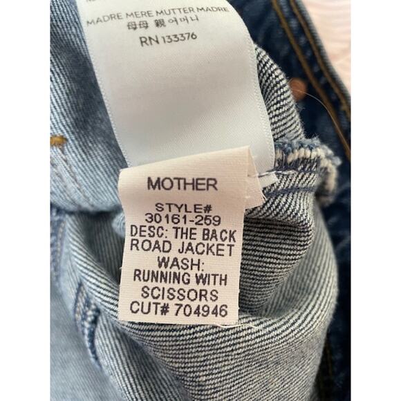 MOTHER NWOT Back Road Sherpa Patchwork Denim Jacket dark wash Running w Scissors - Picture 11 of 13